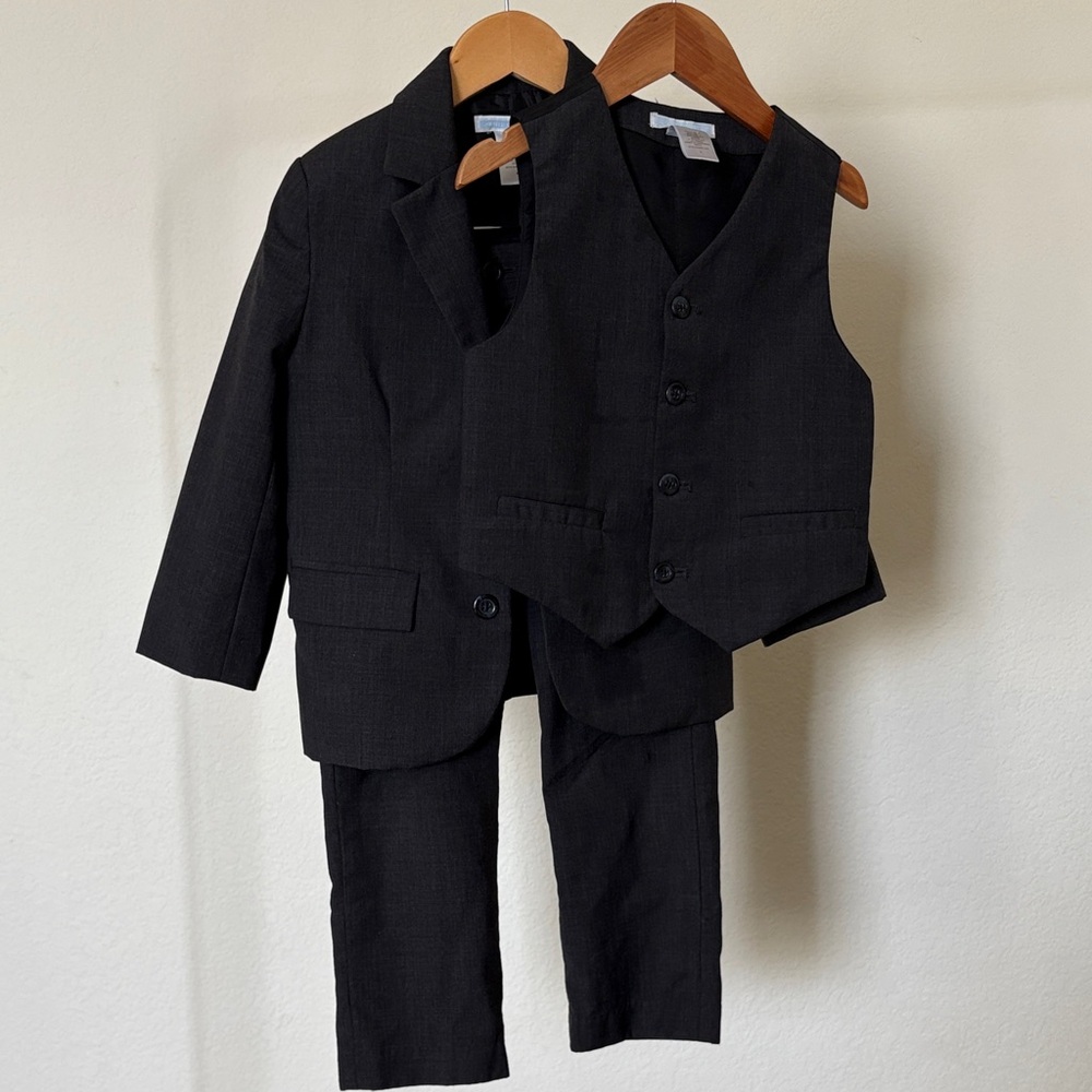 Janie and Jack 3T Grey Toddler Suit Set with Vest Wool